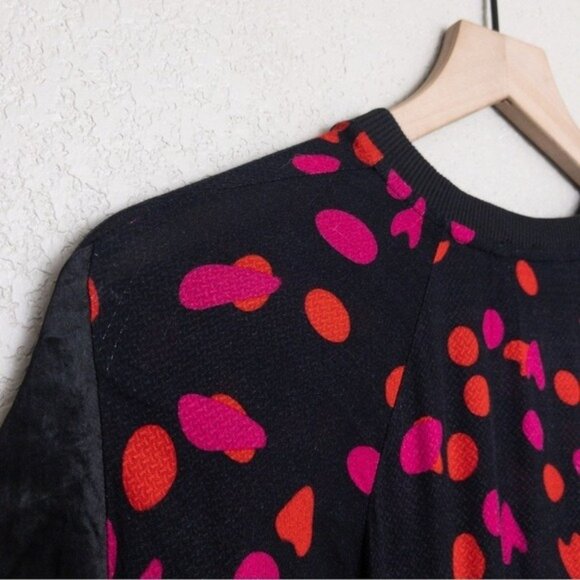 KOCHE Twisted Dotted Lace Mini Dress XS Black Red Mesh Satin Panel Sheer - Picture 12 of 15